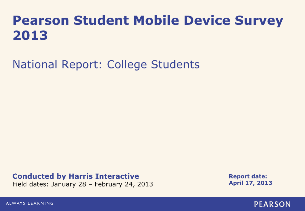 Pearson Student Mobile Device Survey 2013