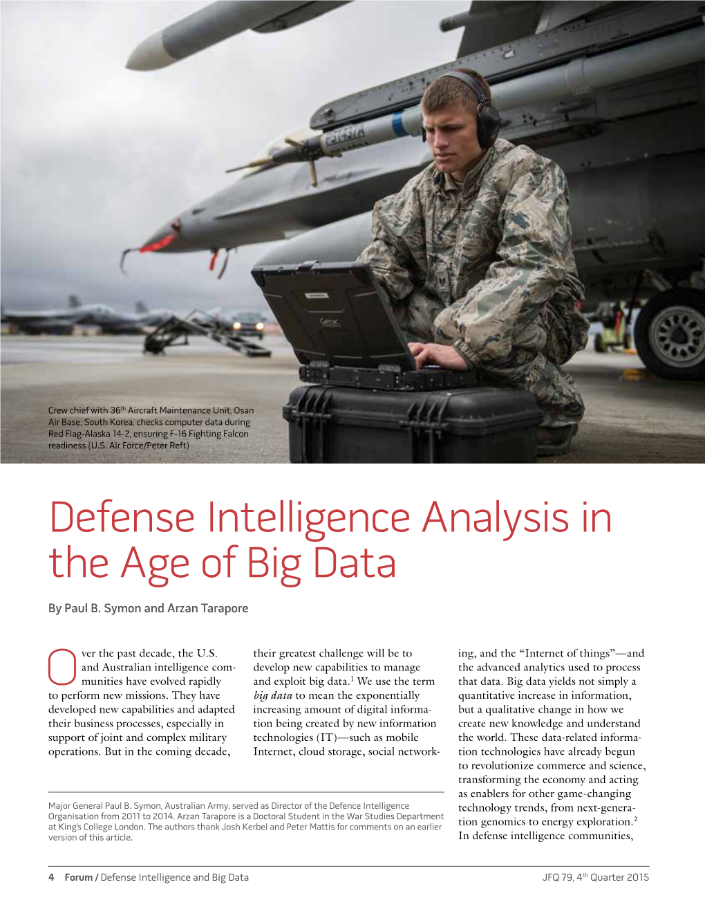 Defense Intelligence Analysis in the Age of Big Data