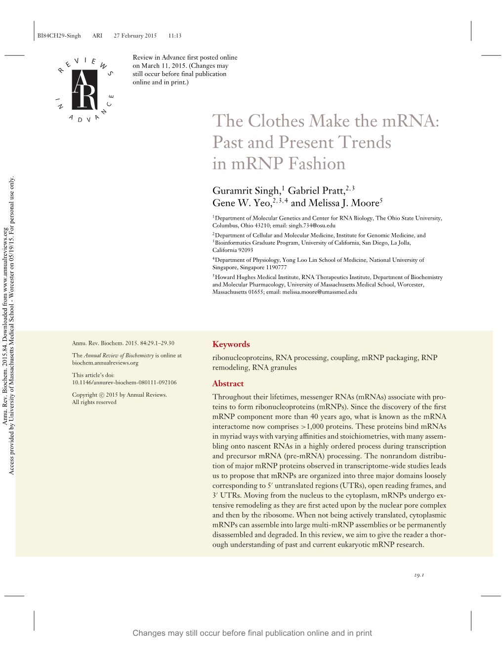 The Clothes Make the Mrna: Past and Present Trends in Mrnp Fashion