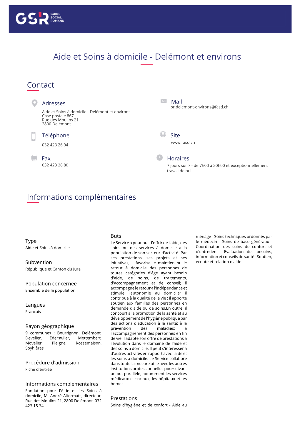 Aide Et Soins À Domicile - Delémont Et Environs