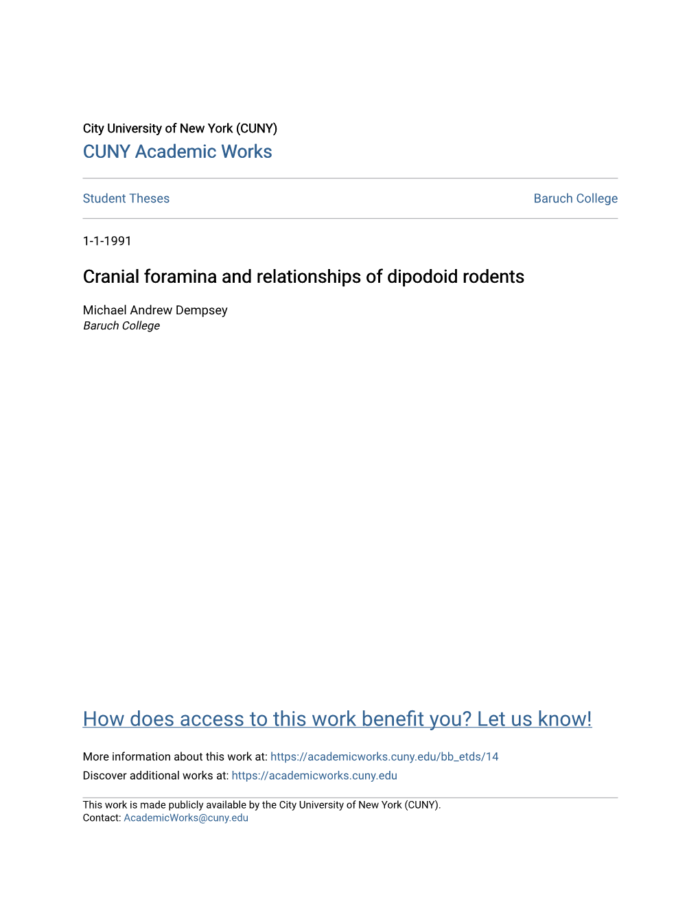 Cranial Foramina and Relationships of Dipodoid Rodents