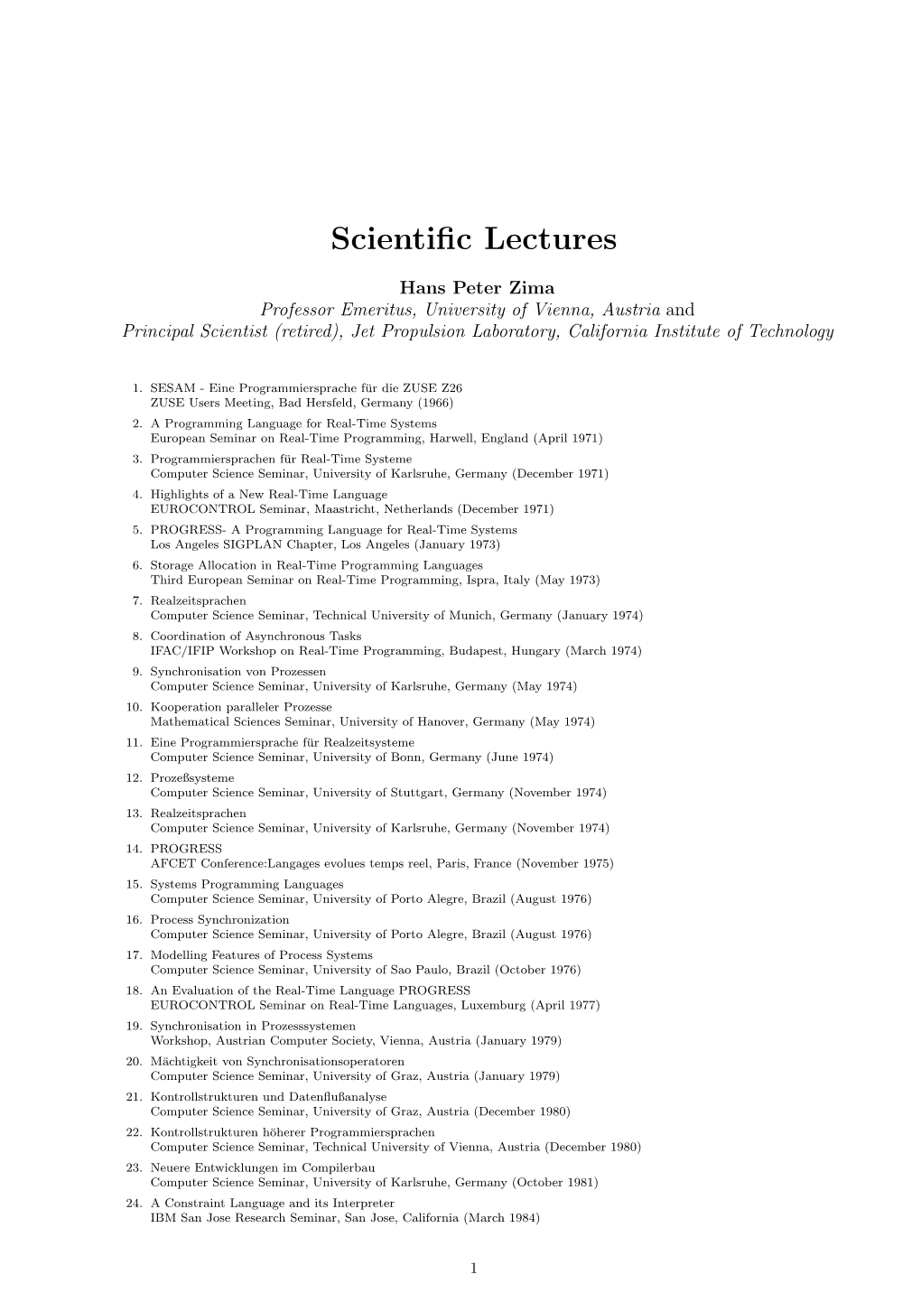 Scientific Lectures