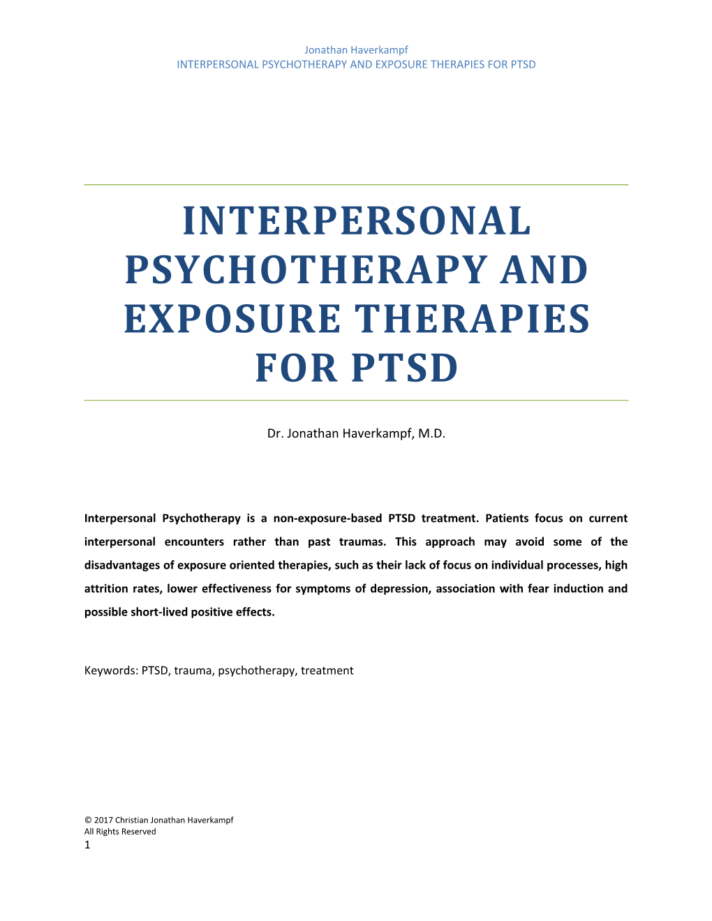 PTSD and Psychotherapy