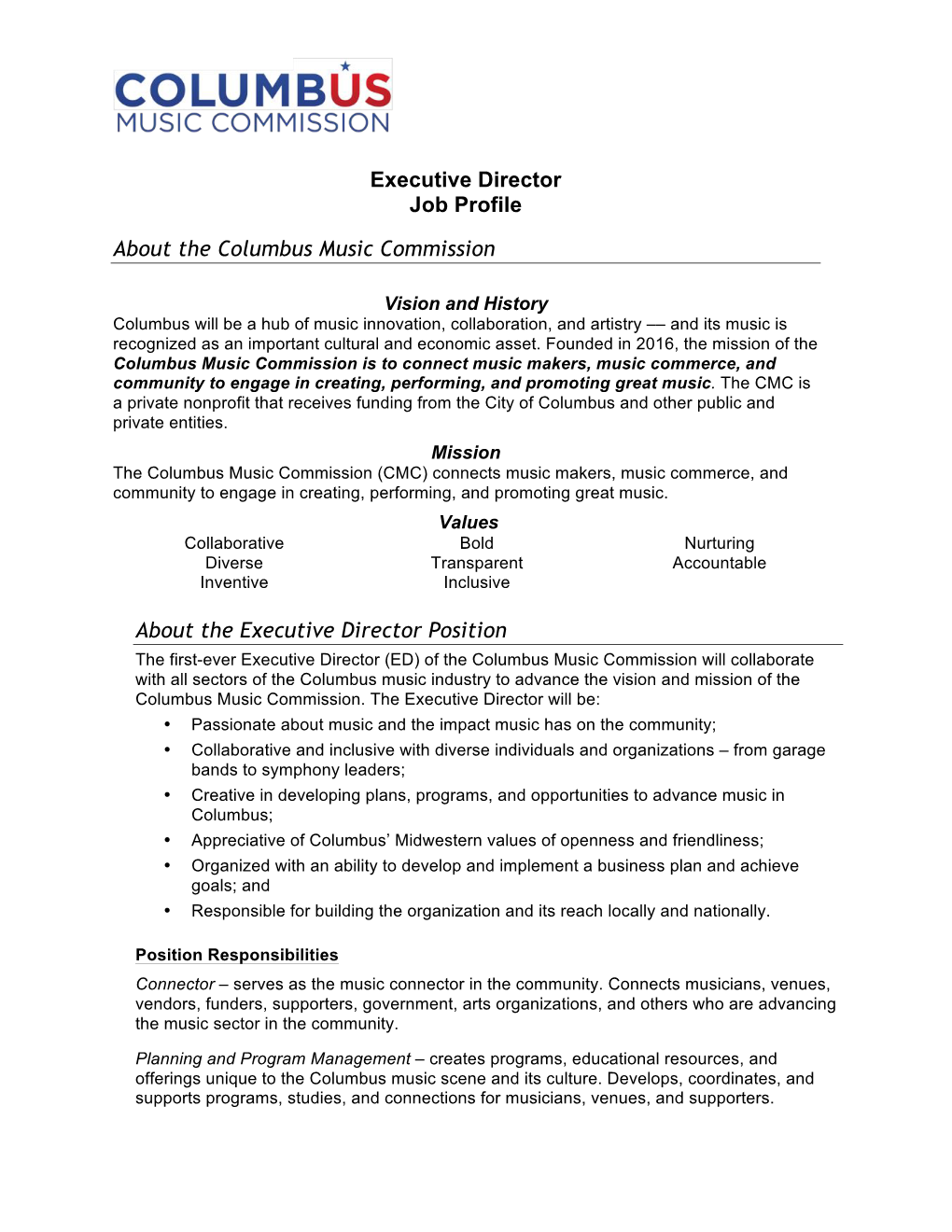 Executive Director Job Profile