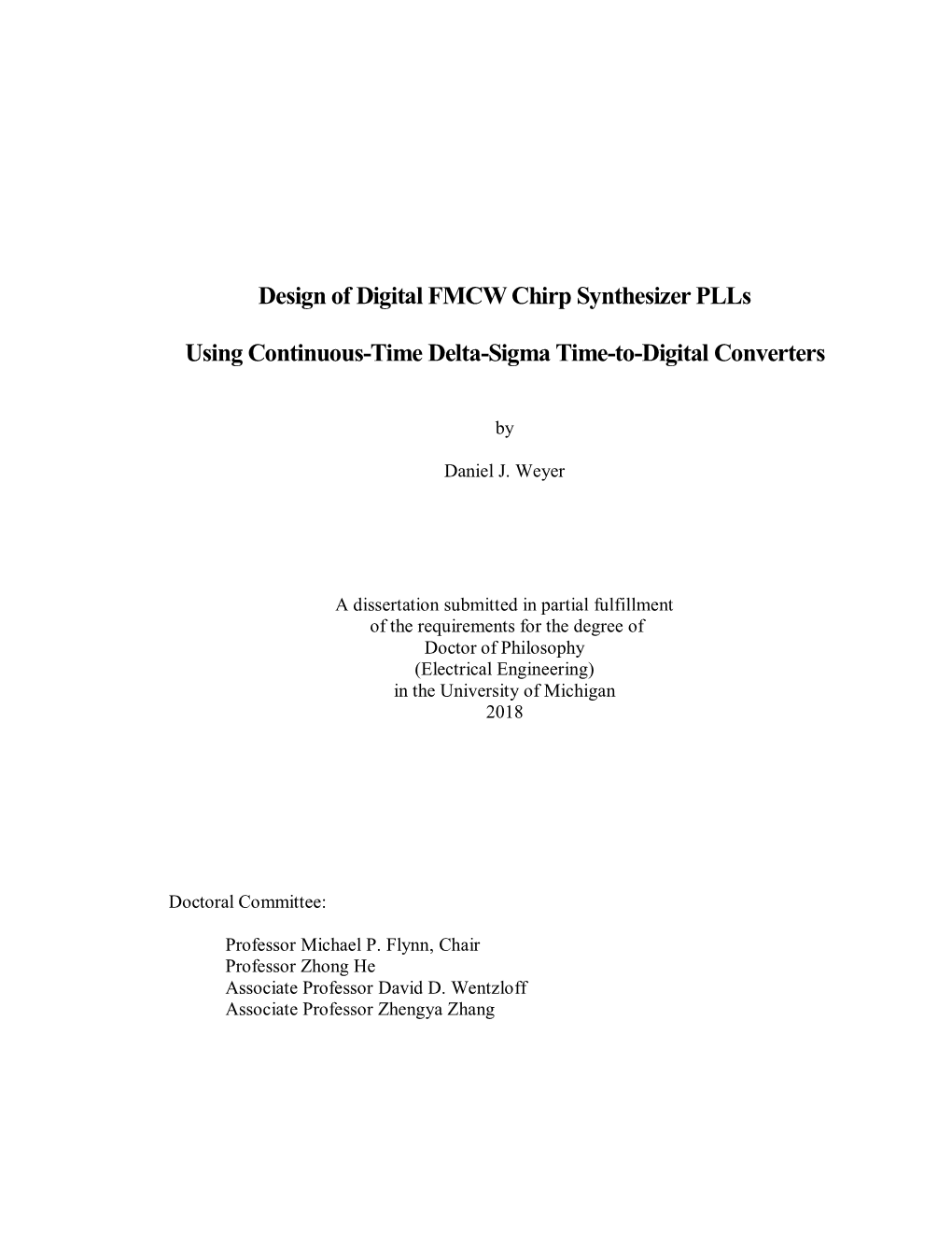 Design of Digital FMCW Chirp Synthesizer Plls Using Continuous-Time Delta-Sigma Time-To-Digital Converters