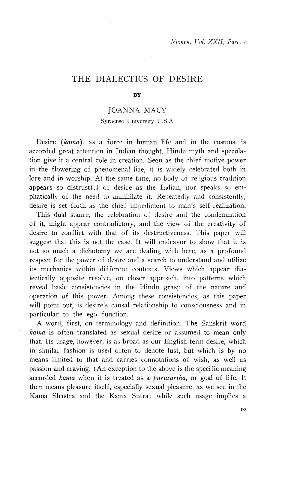 THE DIALECTICS of DESIRE by JOANNA MACY Syracuse