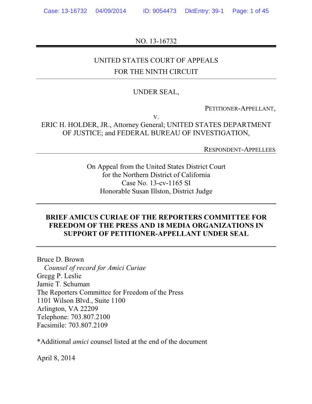 No. 13-16732 United States Court of Appeals for The