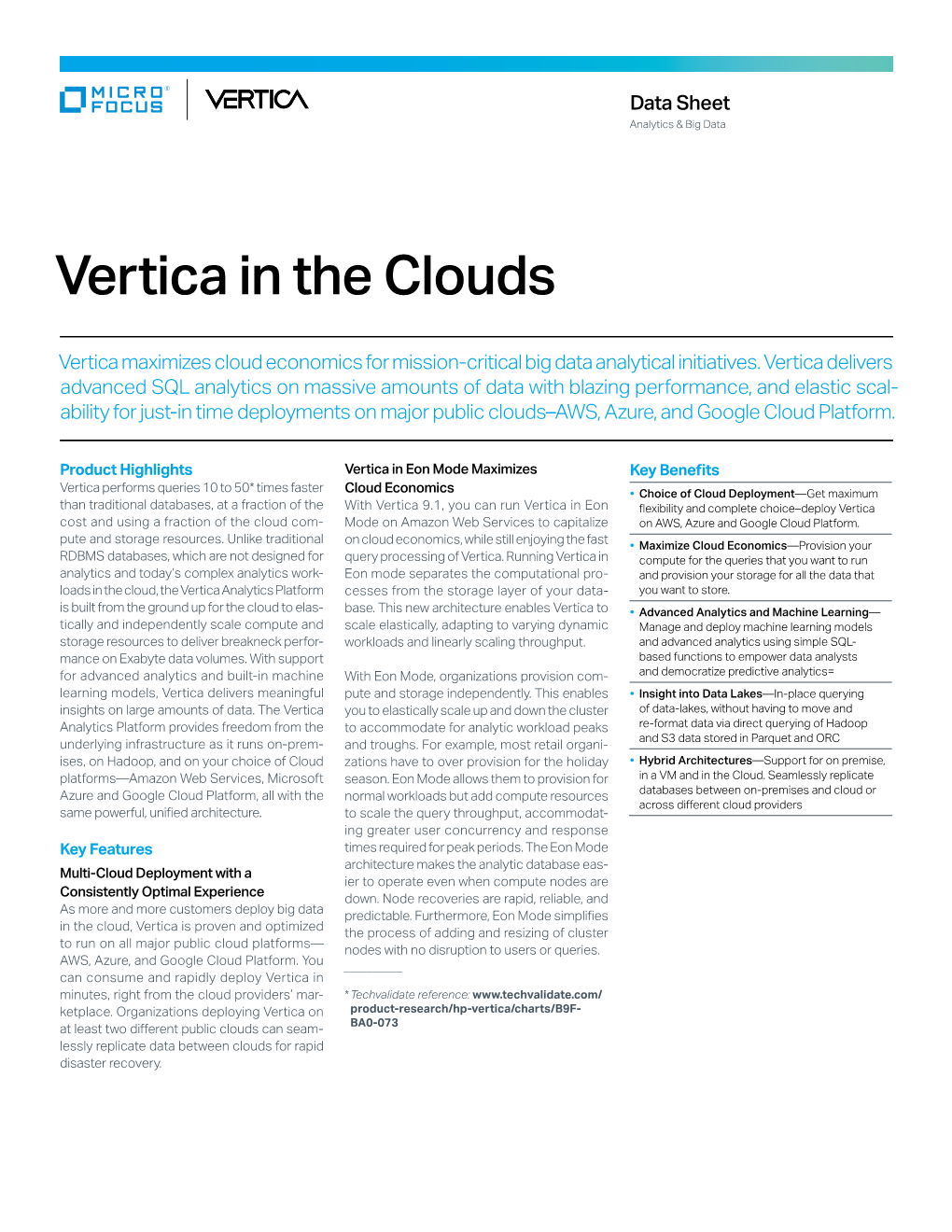 Vertica in the Clouds