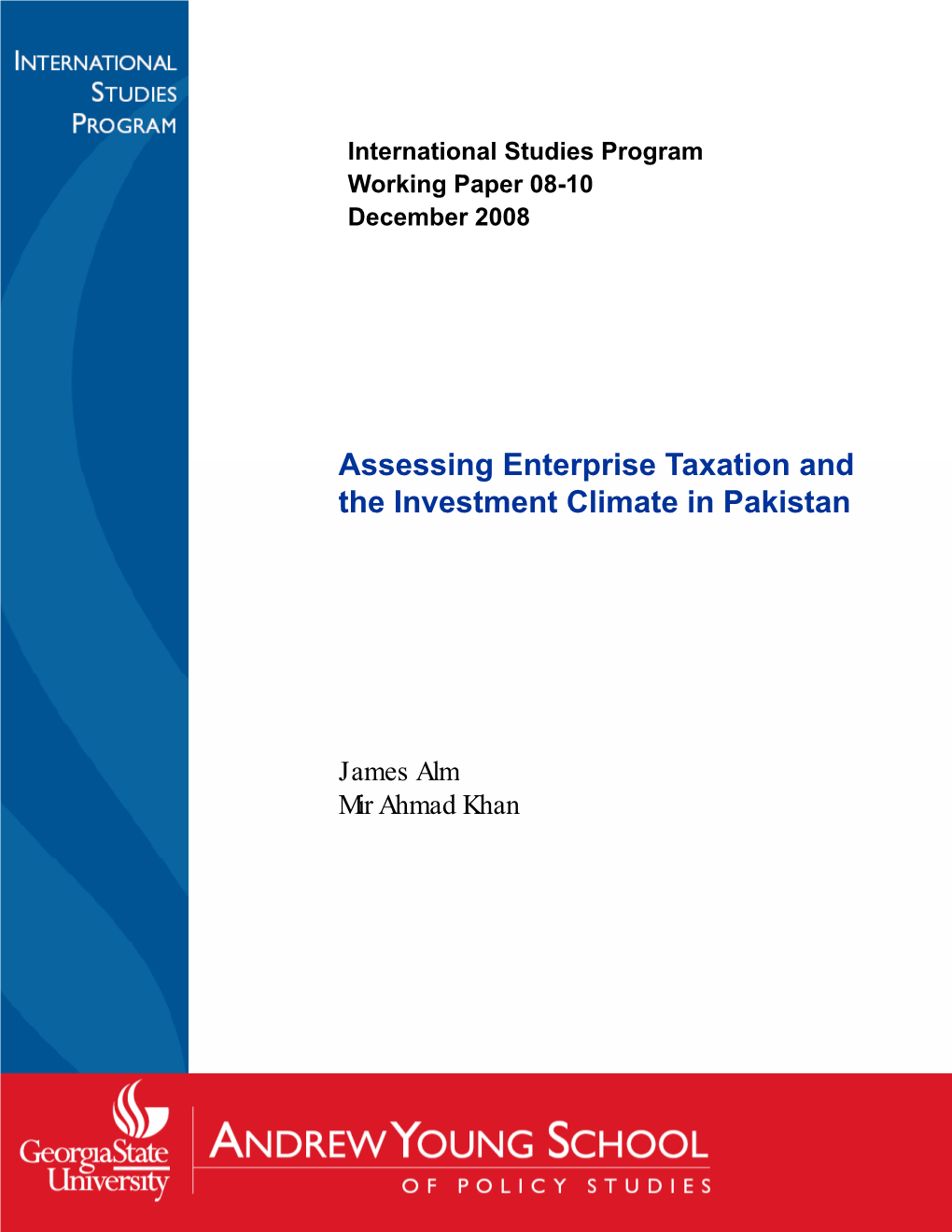 Assessing Enterprise Taxation and the Investment Climate in Pakistan