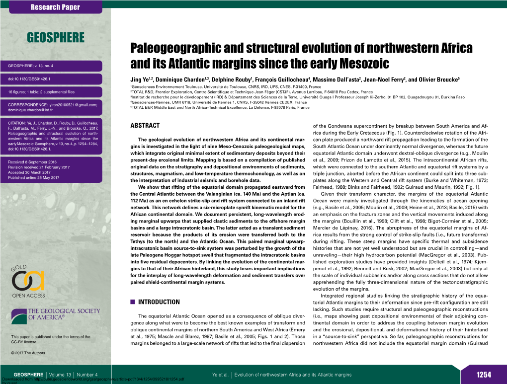 Paleogeographic and Structural Evolution of Northwestern Africa and Its Atlantic Margins Since the Early Mesozoic GEOSPHERE