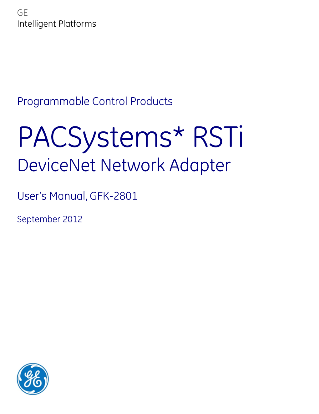 Pacsystems Rsti Devicenet Network Adapter User's Manual, GFK-2801