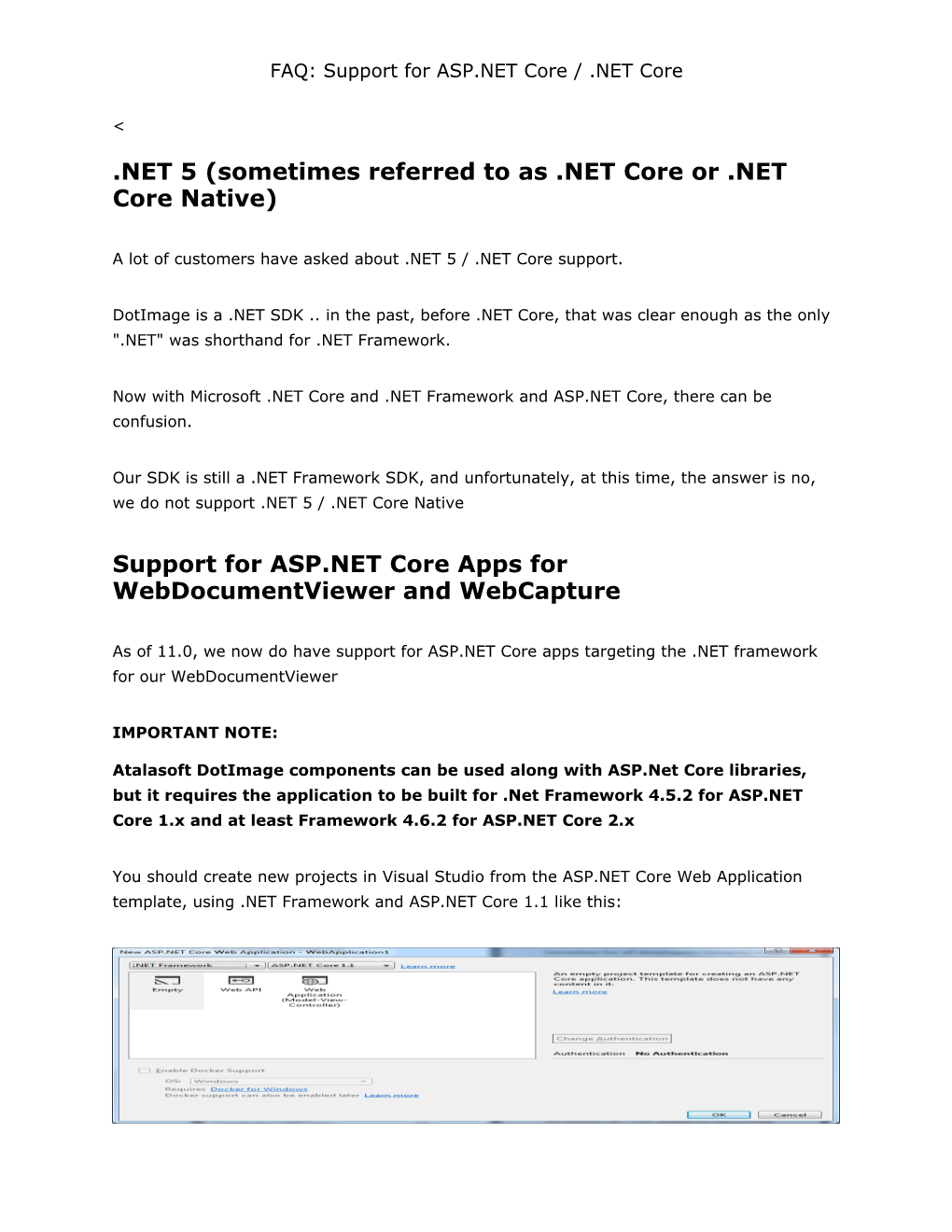 Support for ASP.NET Core / .NET Core