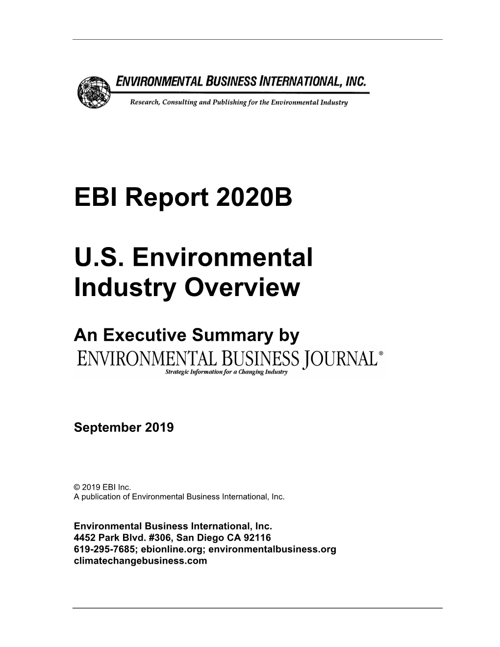 EBI Report 2020B US Environmental Industry Overview