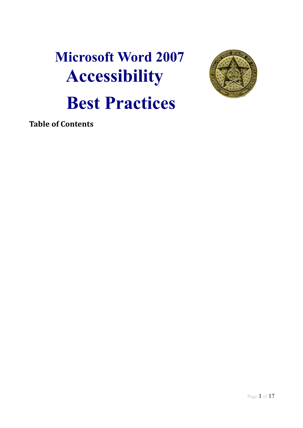 Microsoft Word 2007 Accessibility