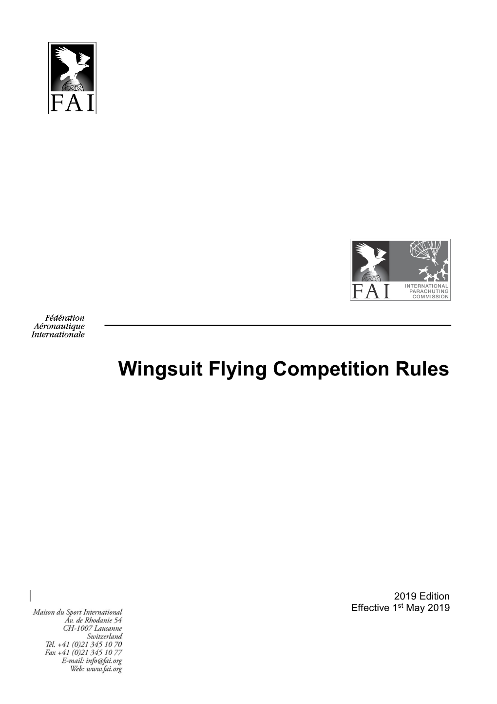 Wingsuit Flying Competition Rules