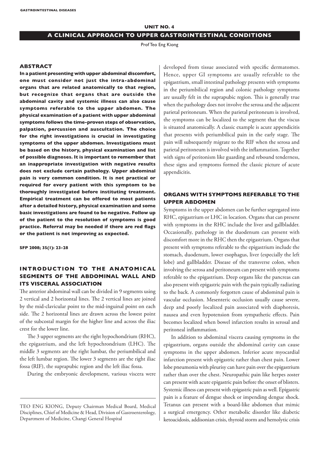 A Clinical Approach to Upper Gastrointestinal Conditions Prof Teo Eng Kiong