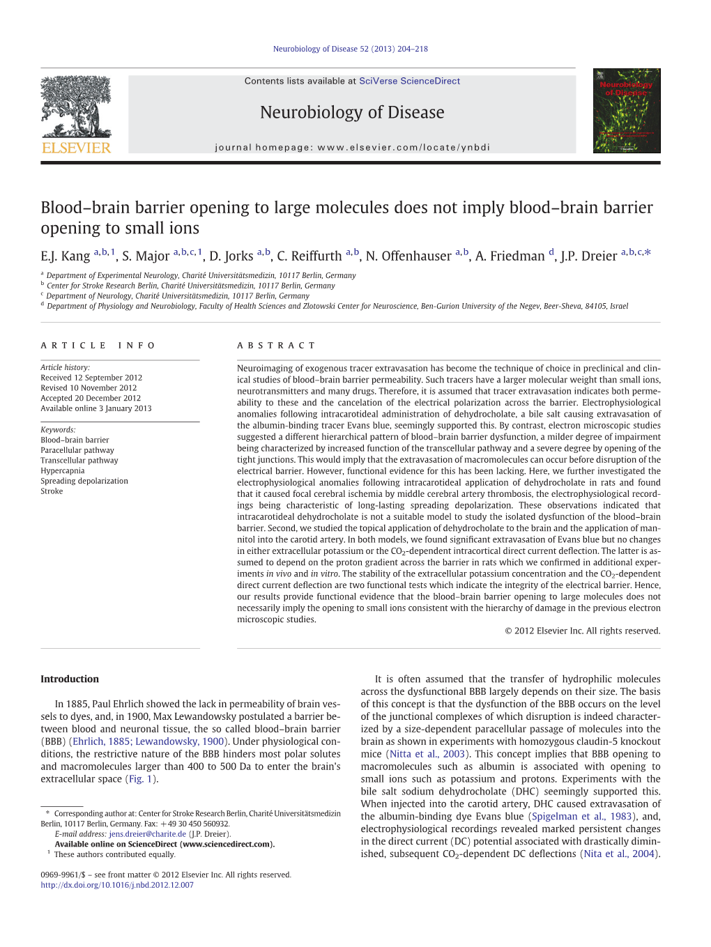 Blood–Brain Barrier Opening to Large Molecules Does Not Imply Blood–Brain Barrier Opening to Small Ions