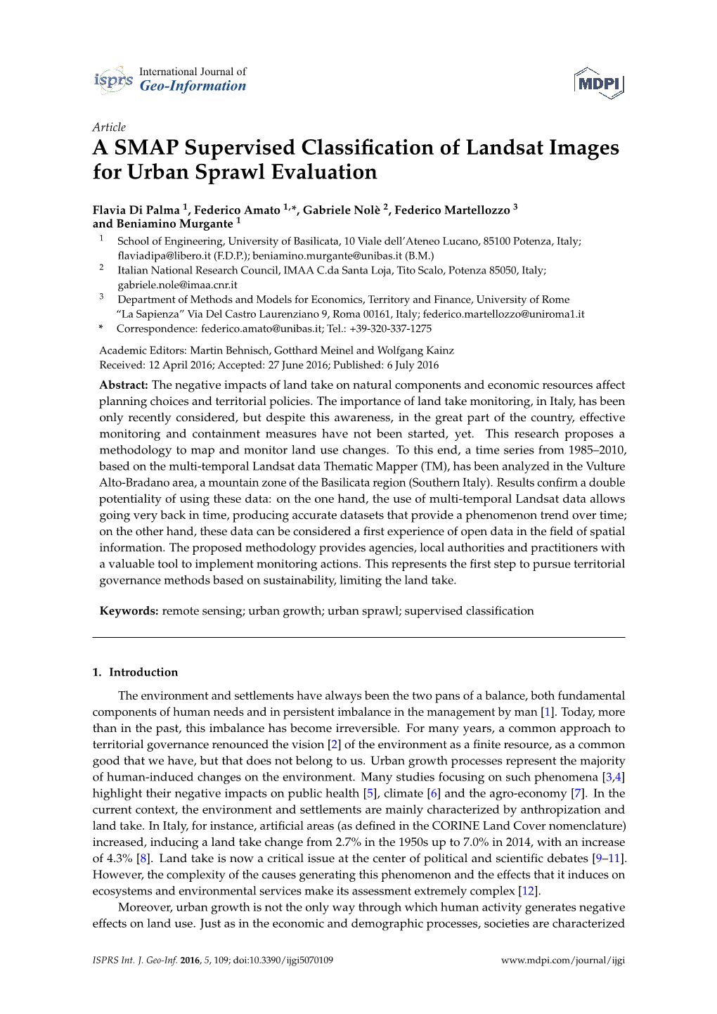 A SMAP Supervised Classification of Landsat Images for Urban Sprawl