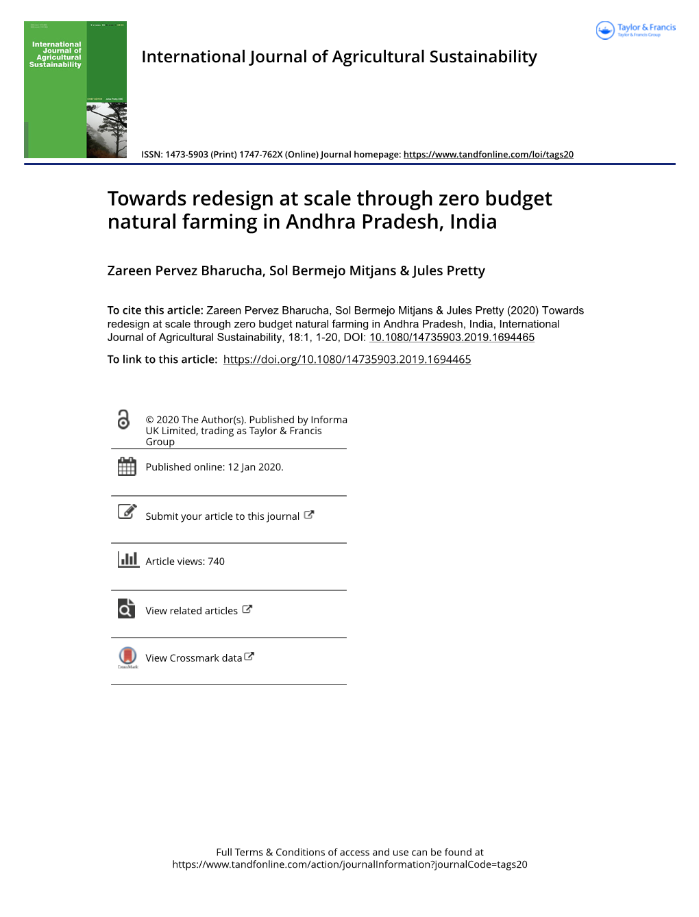 Towards Redesign at Scale Through Zero Budget Natural Farming in Andhra Pradesh, India