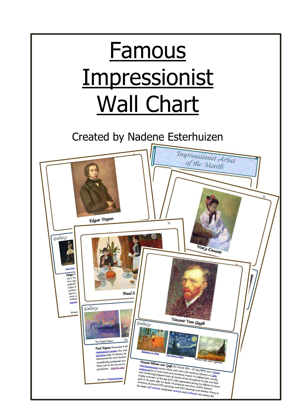 Famous Impressionist Wall Chart 2016