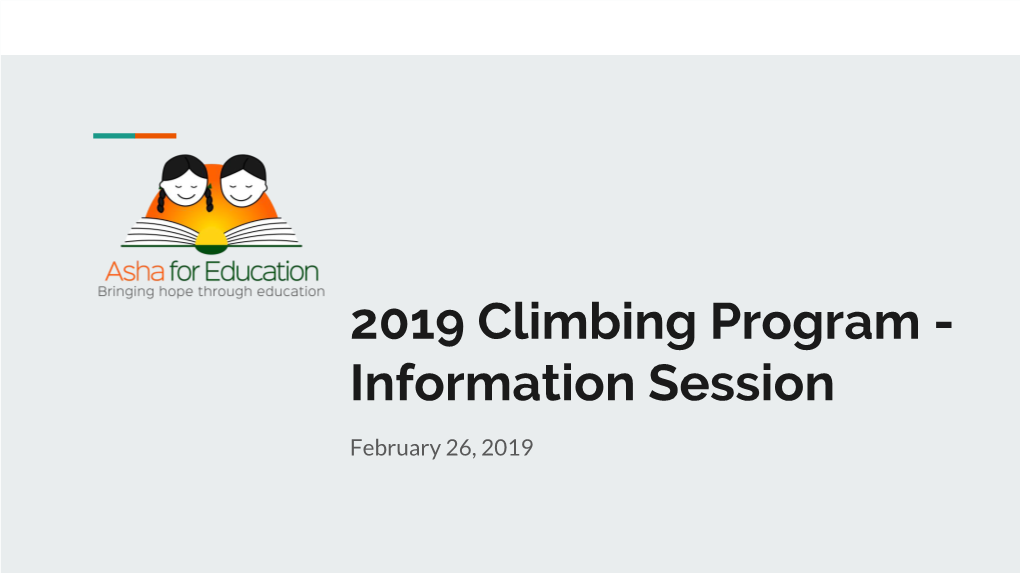 2019 Climbing Program - Information Session