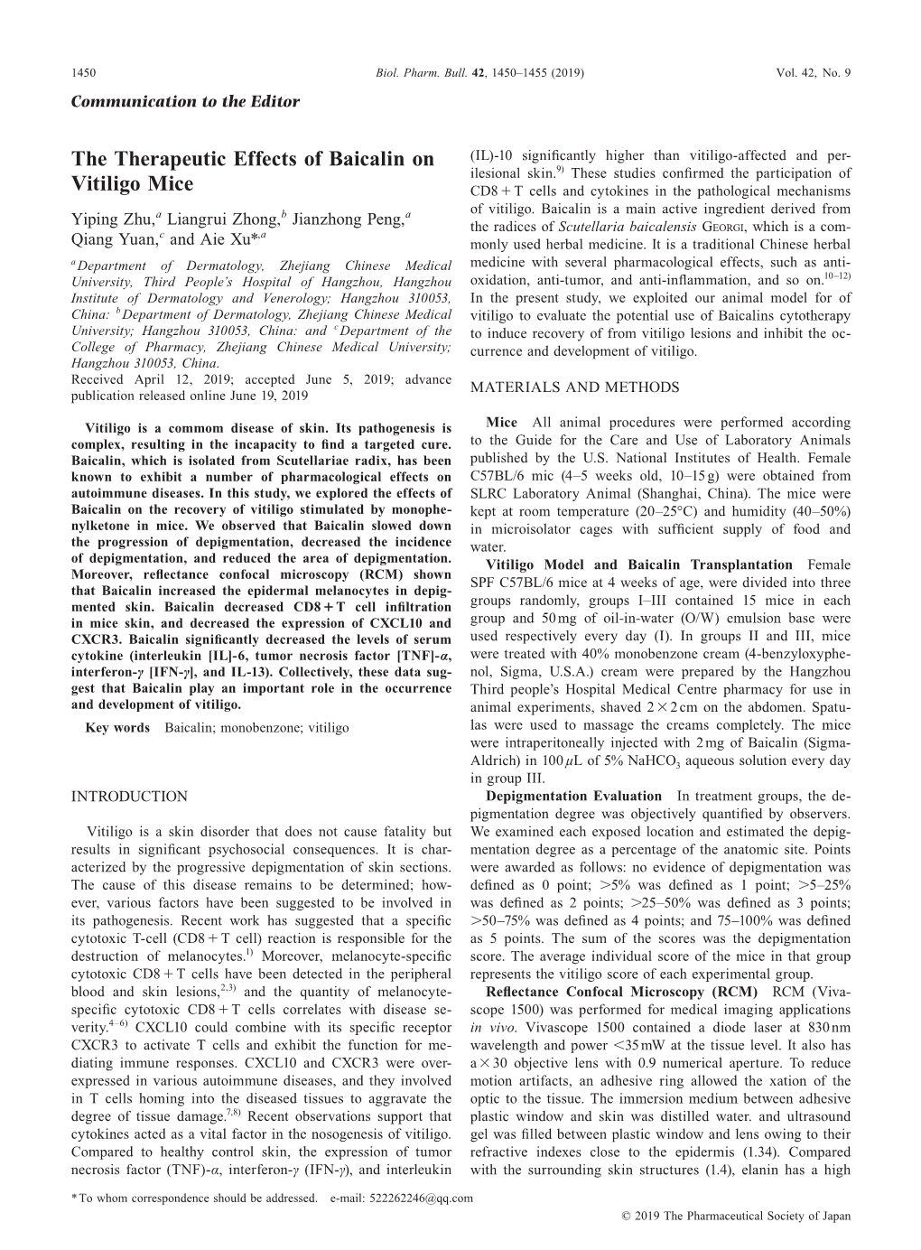 Biol. Pharm. Bull. 42(9): 1450-1455 (2019)