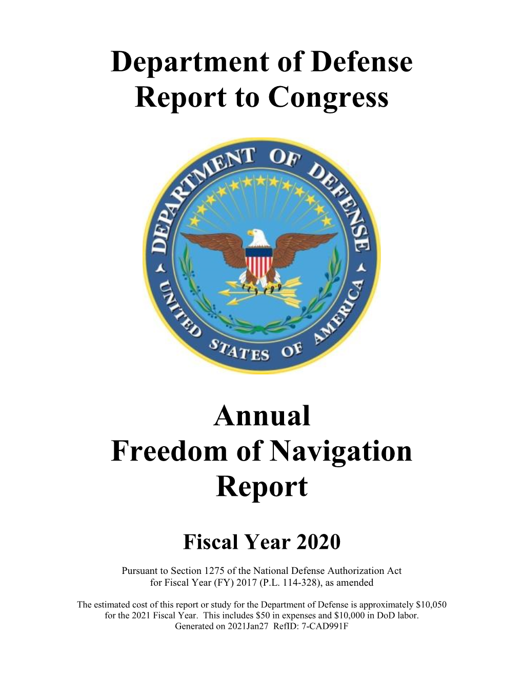 Annual Freedom of Navigation Report