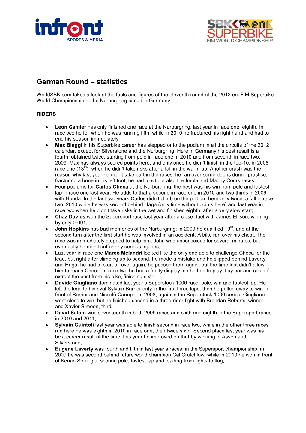 German Round – Statistics