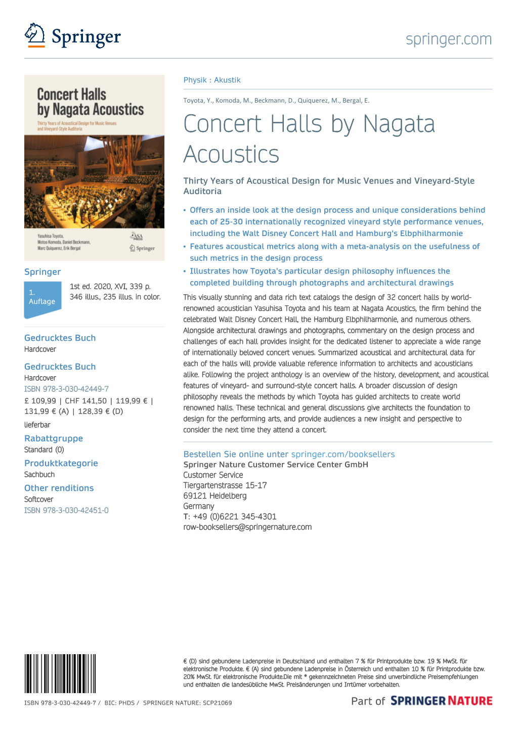 Concert Halls by Nagata Acoustics Thirty Years of Acoustical Design for Music Venues and Vineyard-Style Auditoria