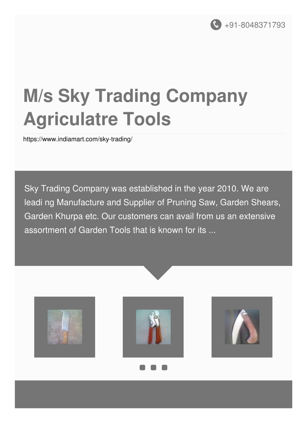 M/S Sky Trading Company Agriculatre Tools