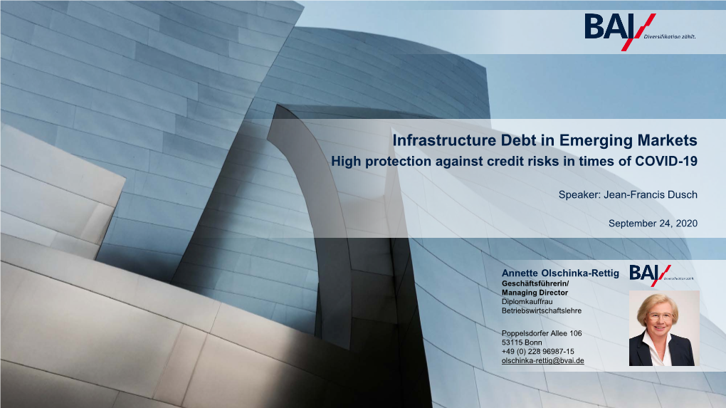 Infrastructure Debt in Emerging Markets High Protection Against Credit Risks in Times of COVID-19