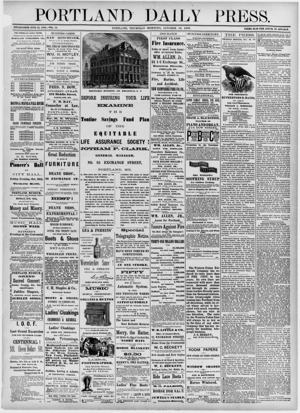 Portland Daily Press: October 19, 1876