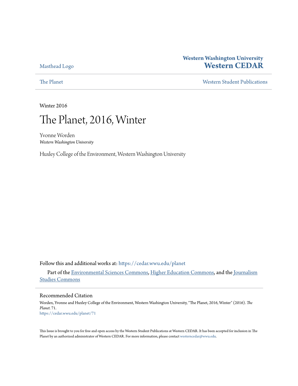The Planet, 2016, Winter