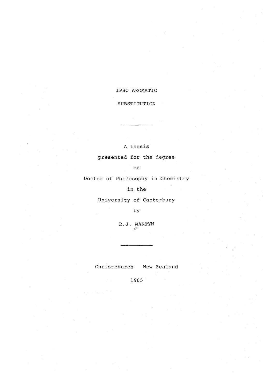 Ipso Aromatic Substitution