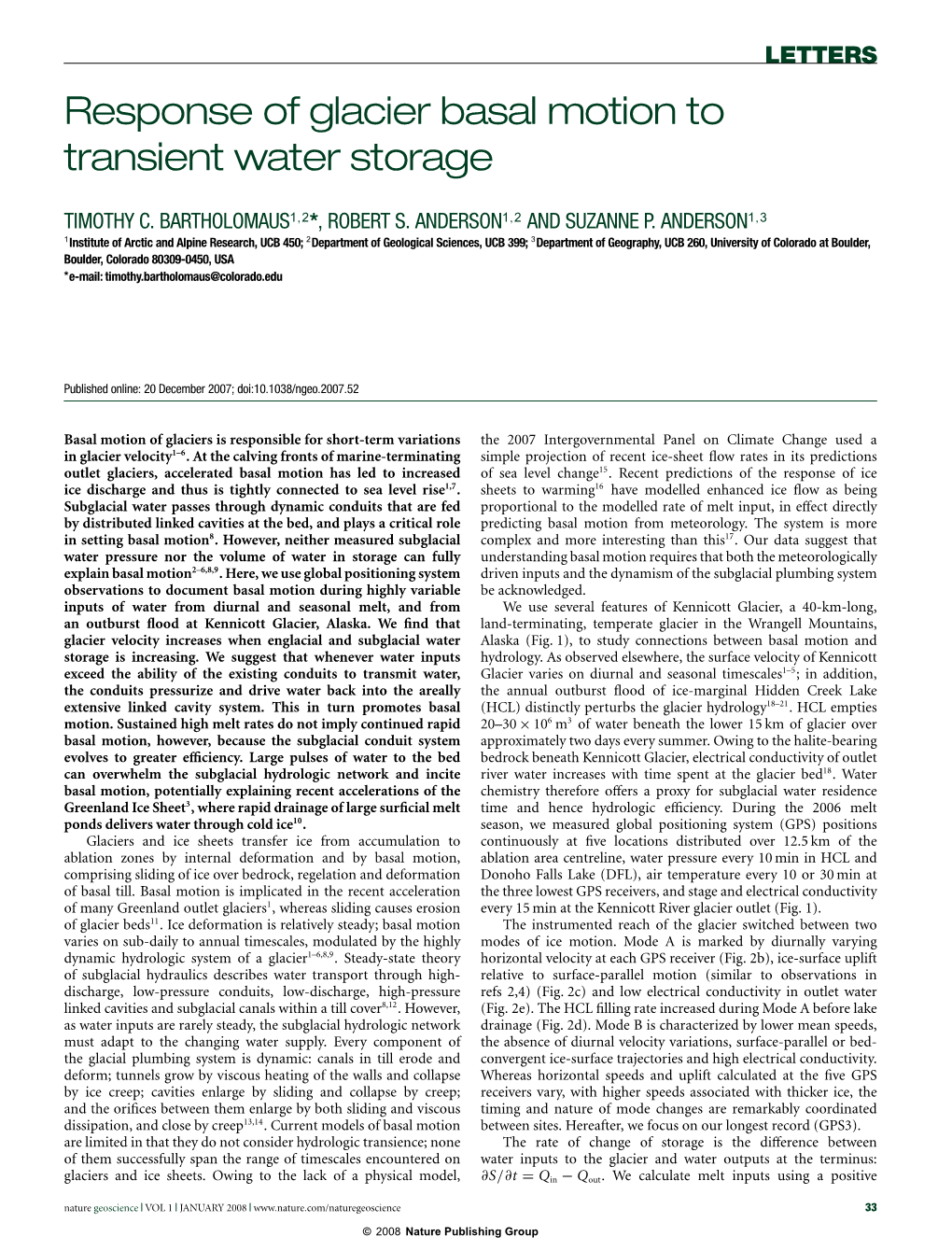 Response of Glacier Basal Motion to Transient Water Storage