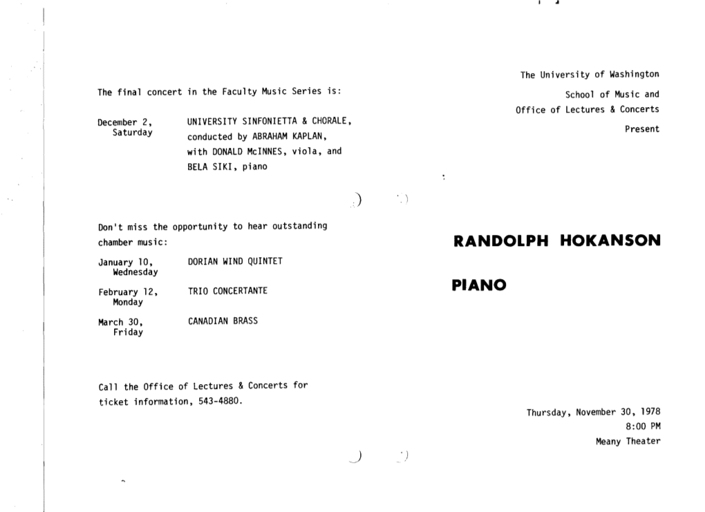 Randolph Hokanson Piano