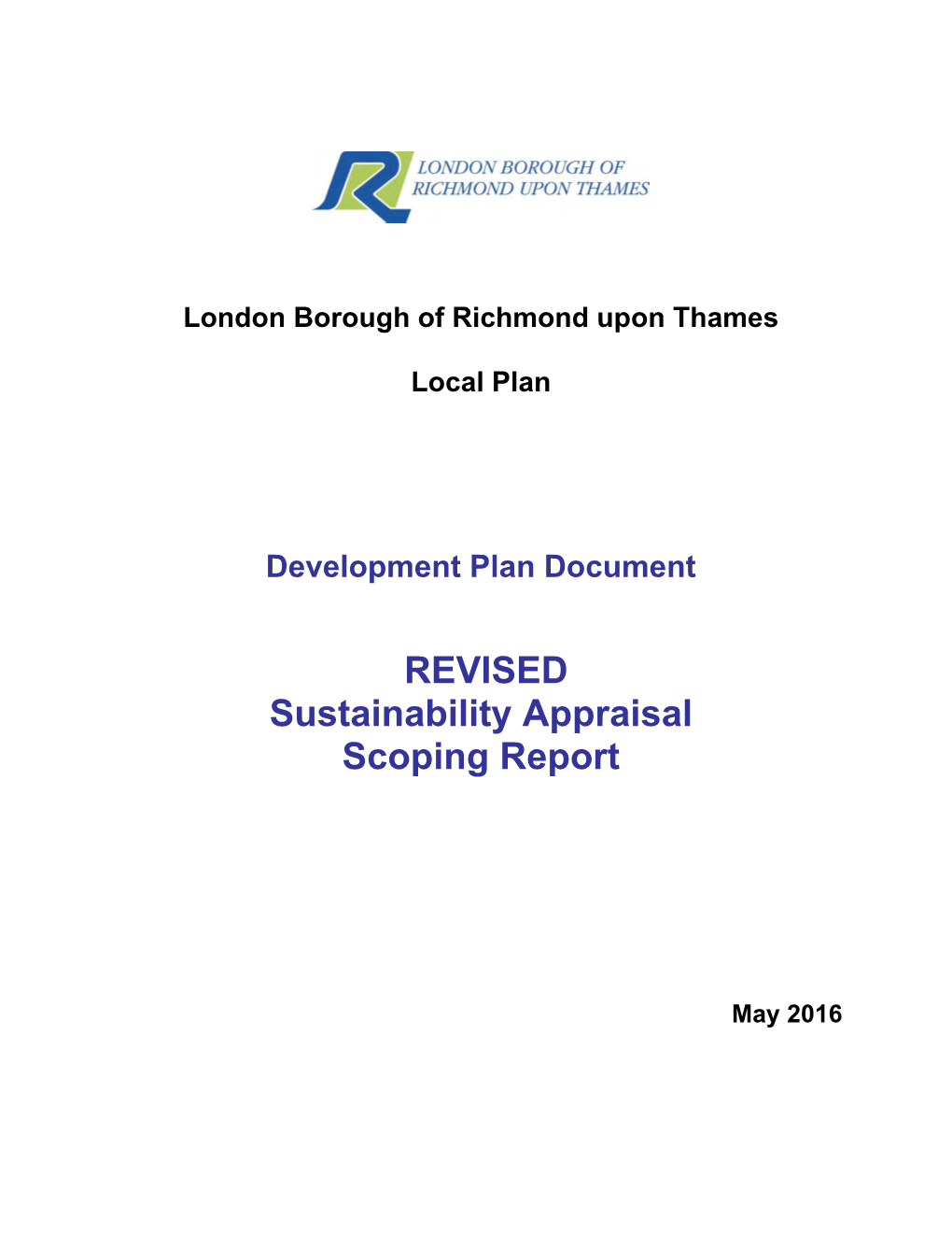 Revised Sustainability Appraisal Scoping Report July 2013