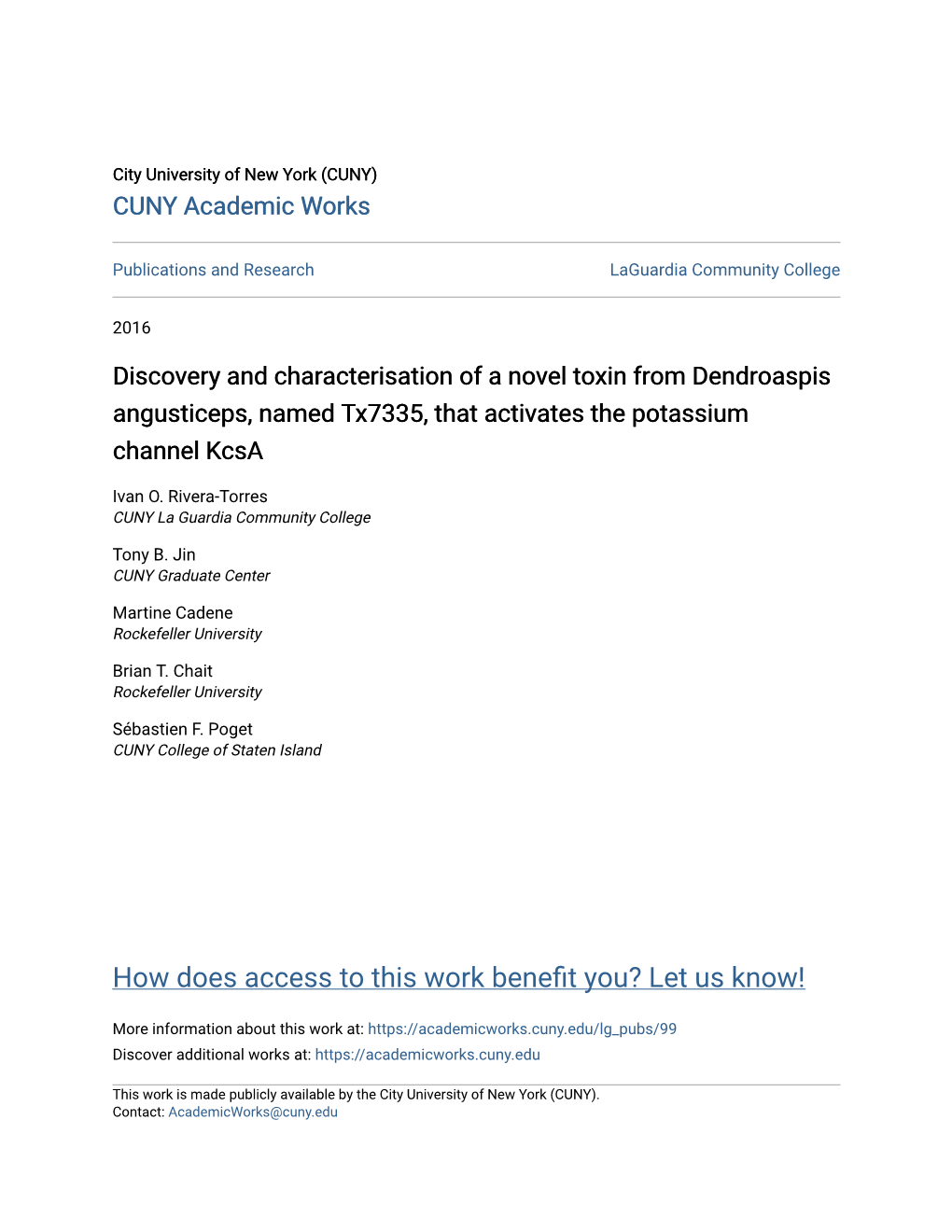 Discovery and Characterisation of a Novel Toxin from Dendroaspis Angusticeps, Named Tx7335, That Activates the Potassium Channel Kcsa