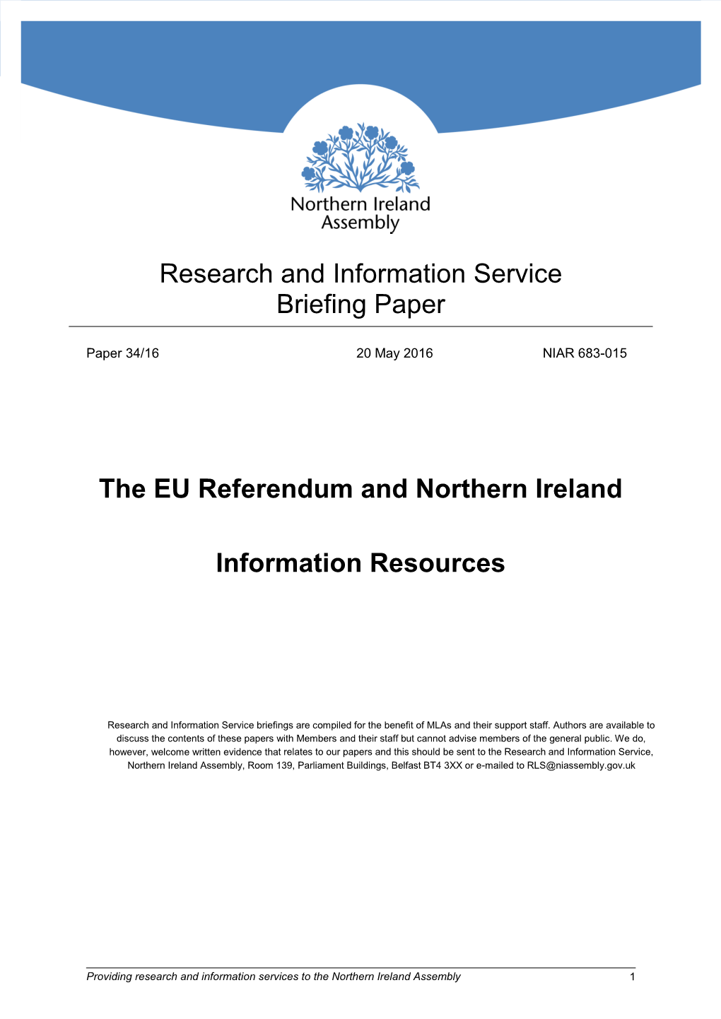 The EU Referendum and Northern Ireland