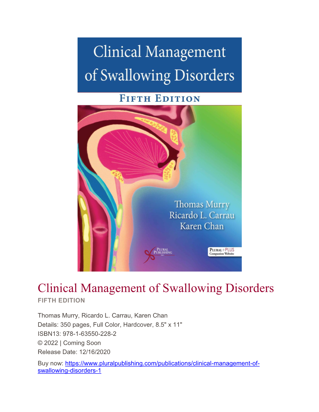 Clinical Management of Swallowing Disorders FIFTH EDITION