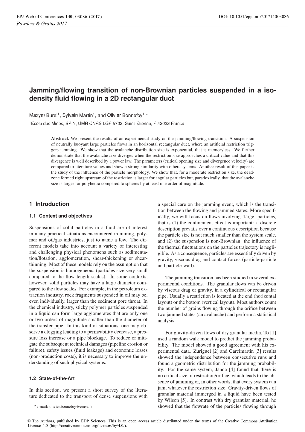 Jamming/Flowing Transition of Non-Brownian Particles Suspended