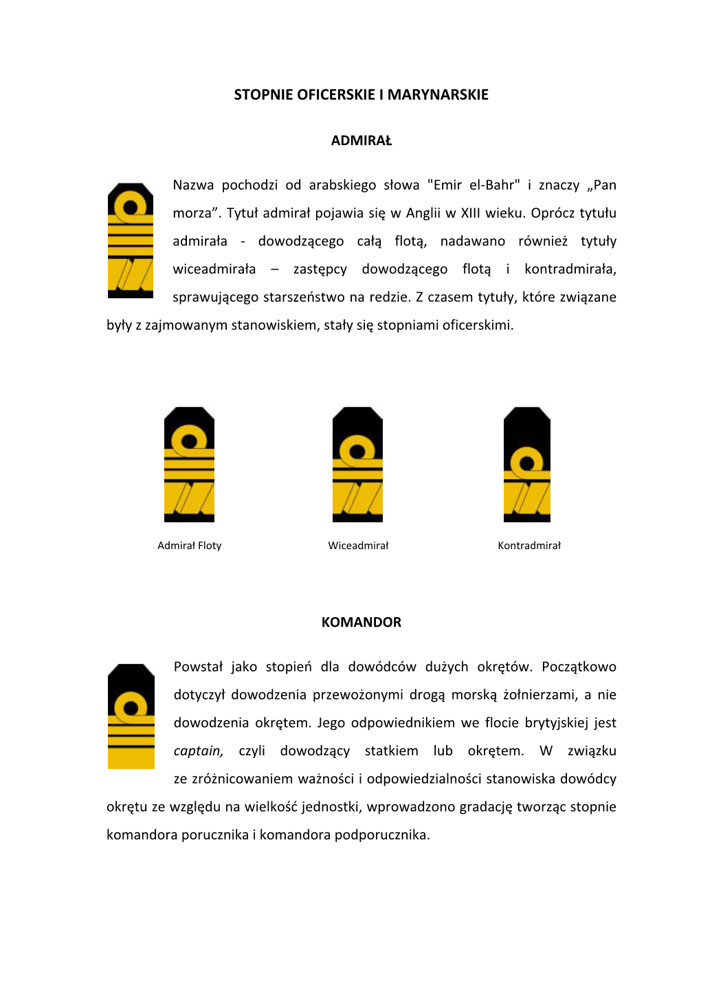 Stopnie Oficerskie I Marynarskie