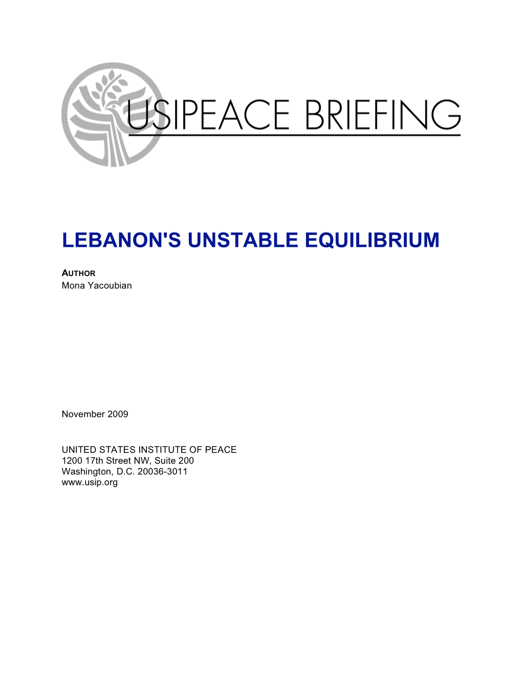 Lebanon's Unstable Equilibrium