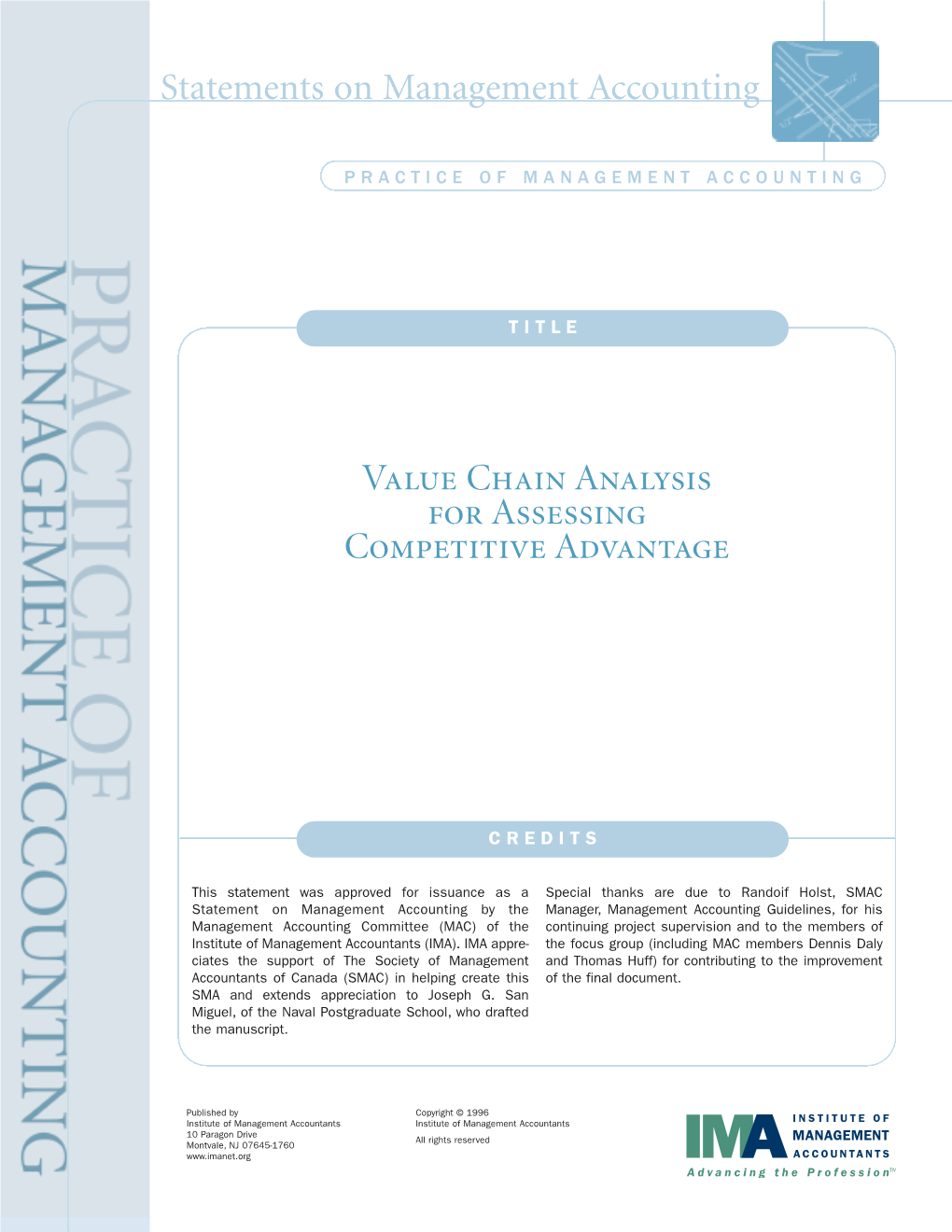 Value Chain Analysis for Assessing Competitive Advantage