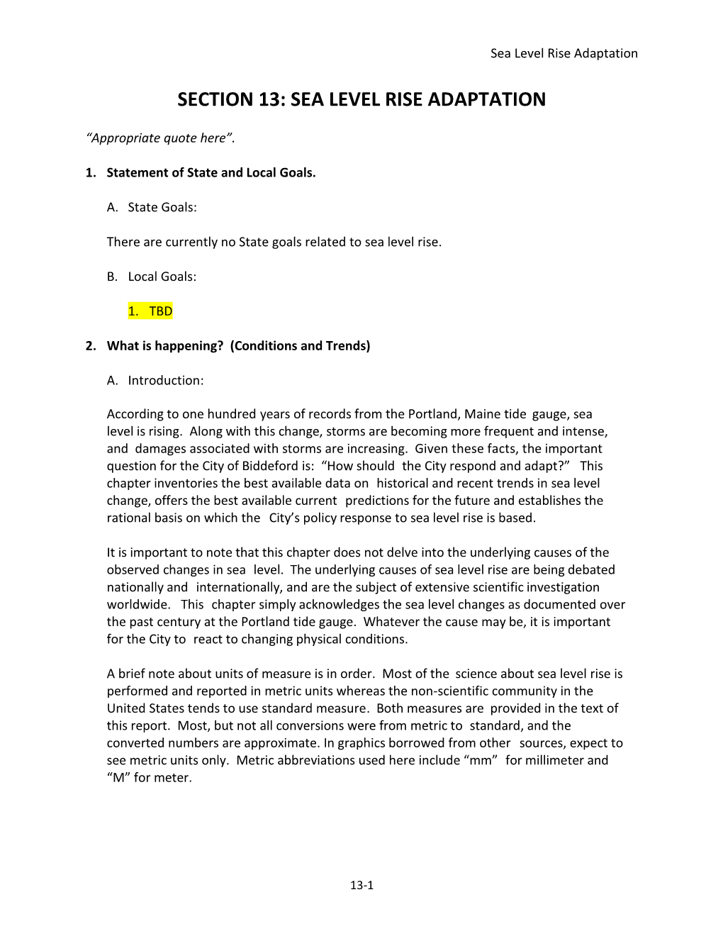 Section 13: Sea Level Rise Adaptation