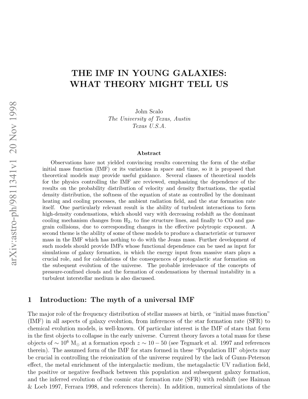 The IMF in Young Galaxies: What Theory Might Tell Us