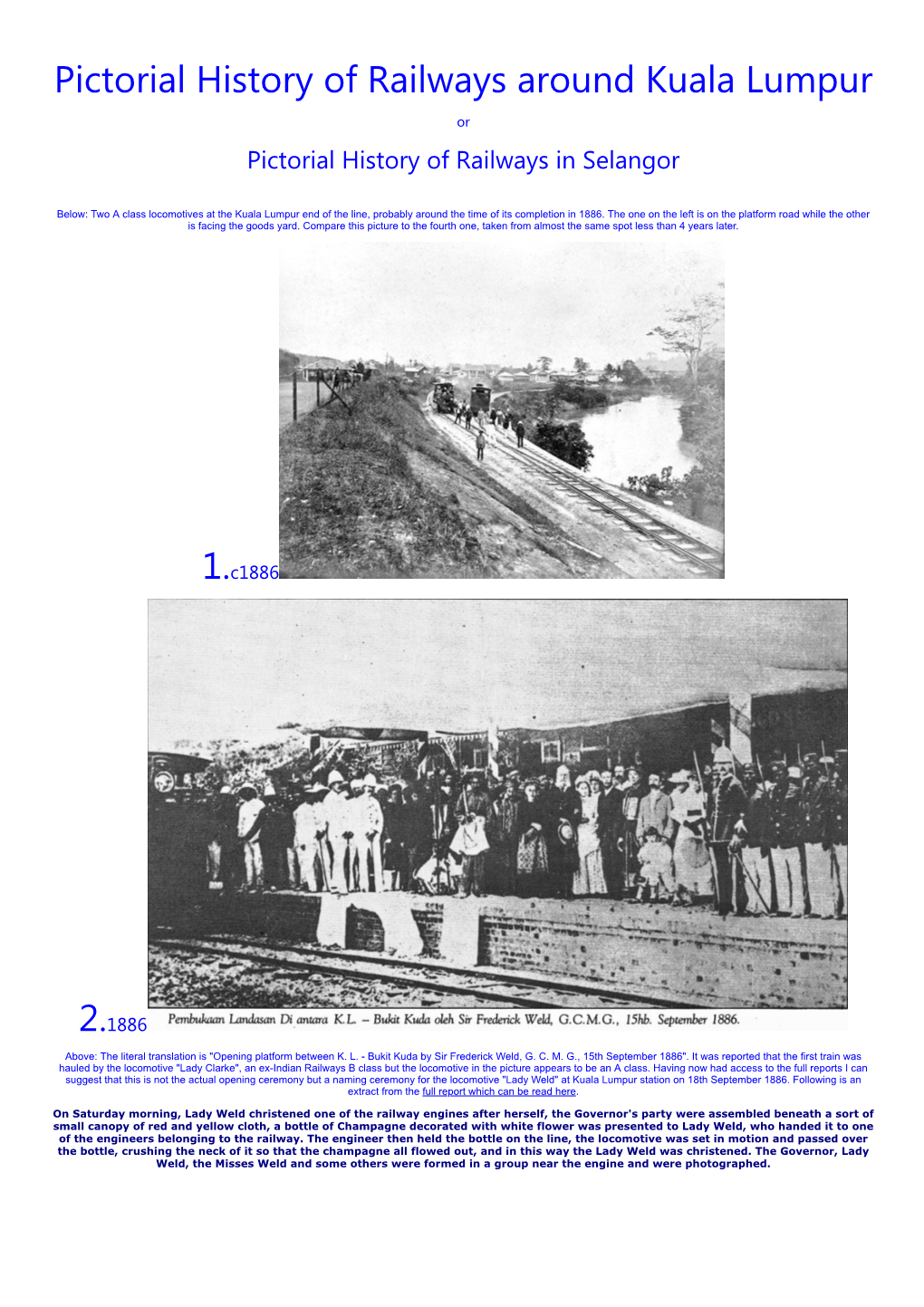 Pictorial History of Railways Around Kuala Lumpur