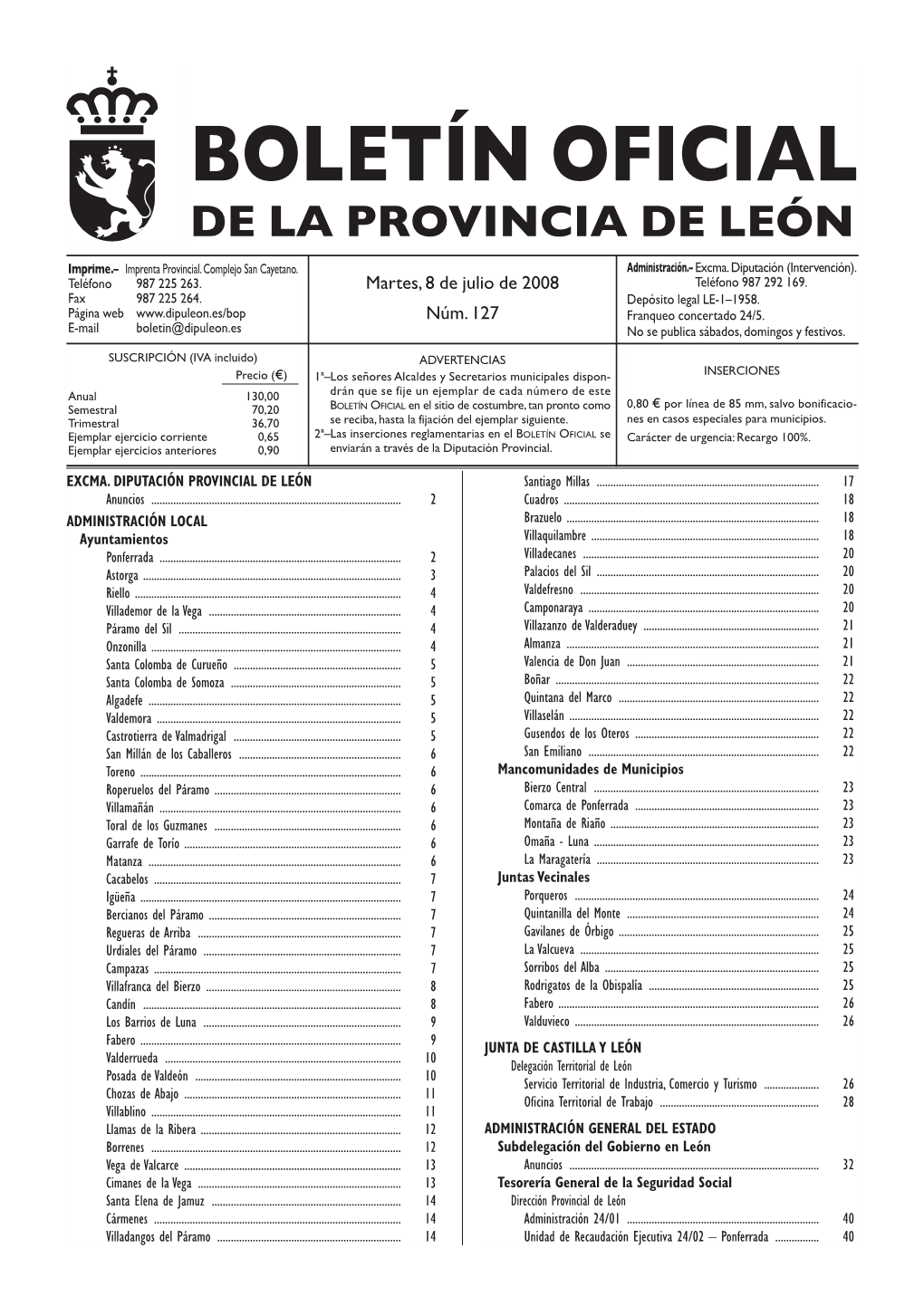 Boletín Oficial De La Provincia De León