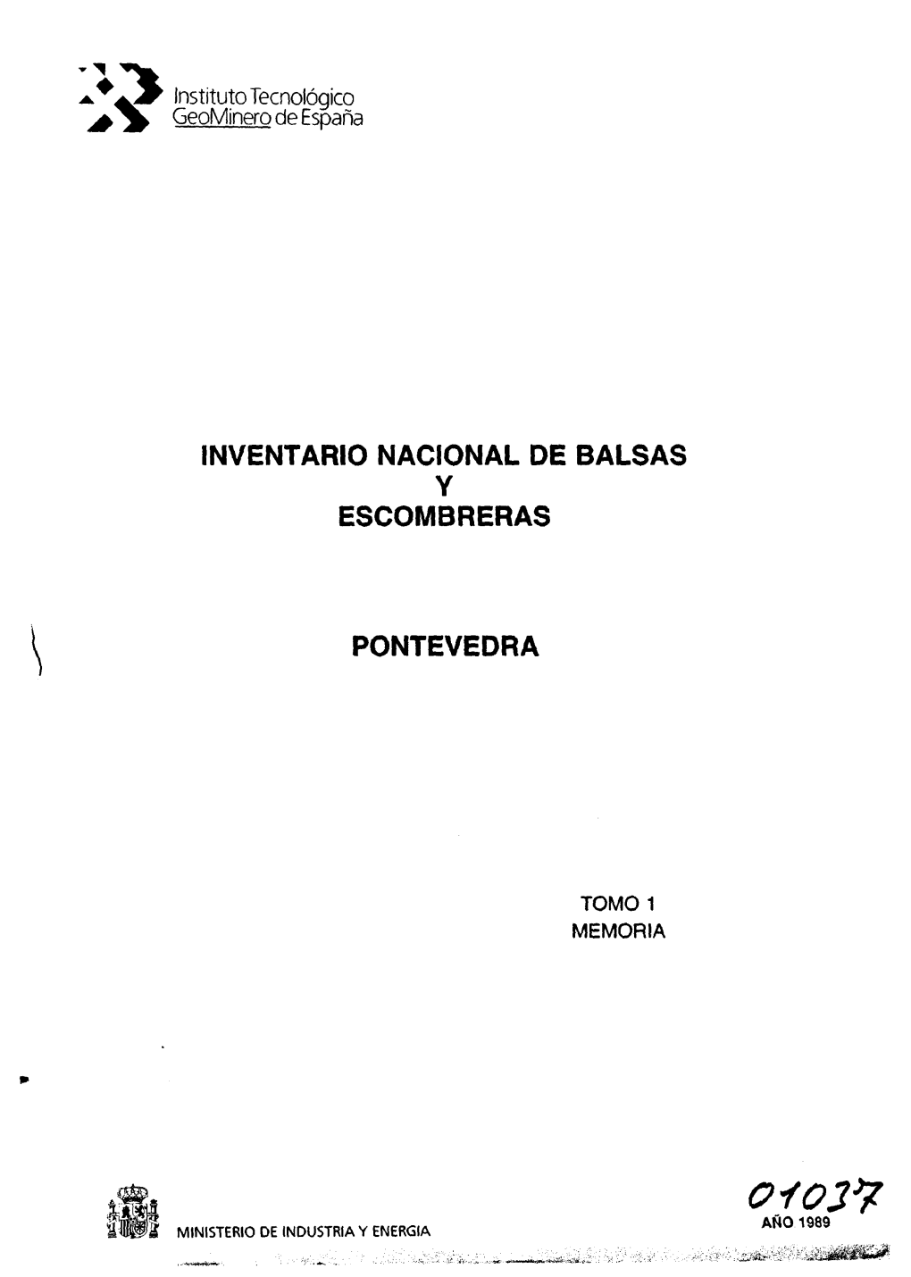 Inventario Nacional De Balsas Y Escombreras Pontevedra