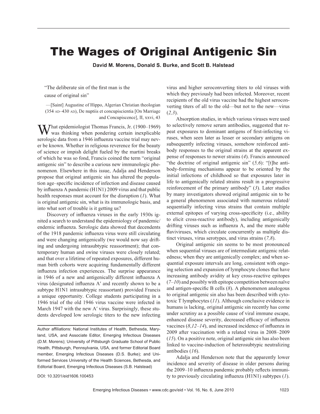 The Wages of Original Antigenic Sin David M